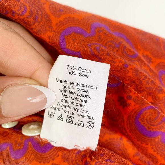 J.Crew The Perfect Shirt Women’s XS Red Purple Print Cotton Silk Blend Workwear - Picture 12 of 16